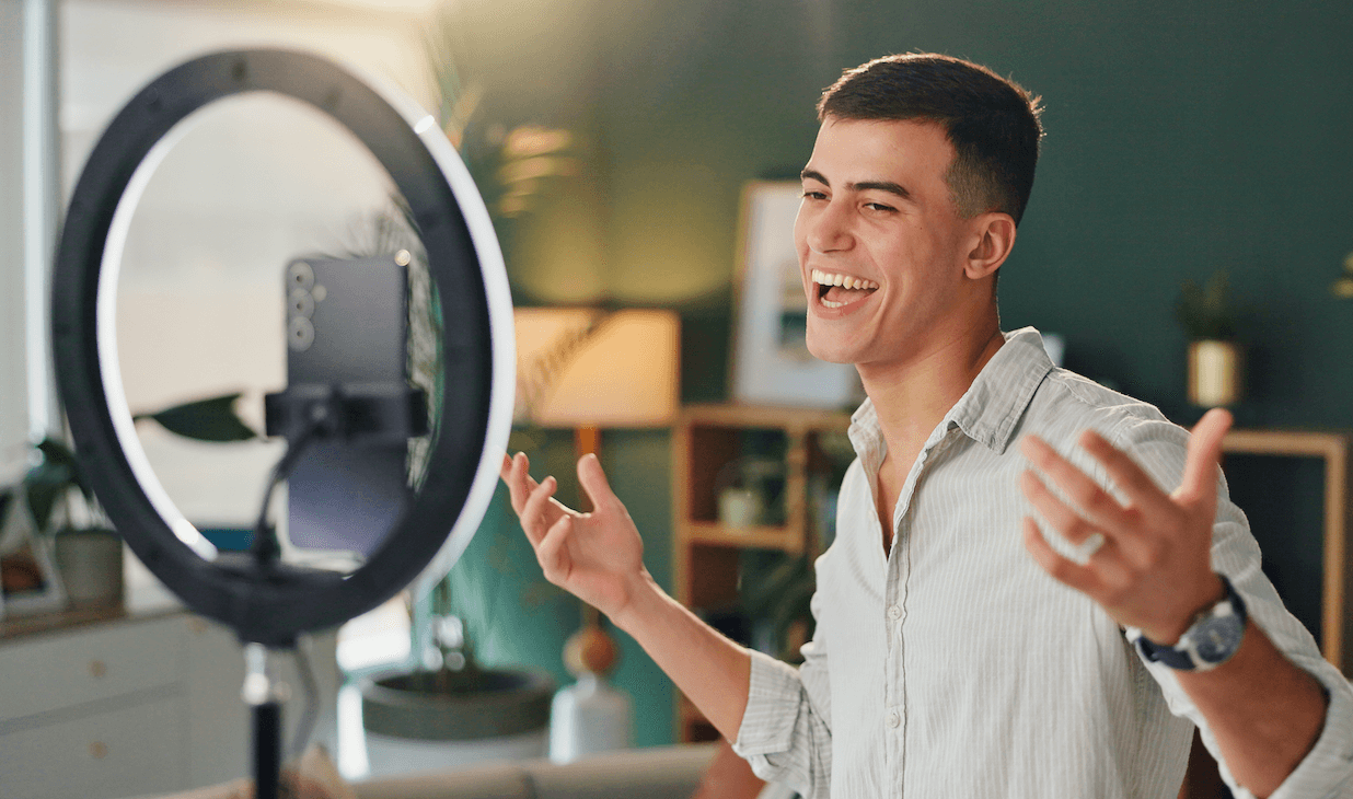 Creator preparing for a live shopping session