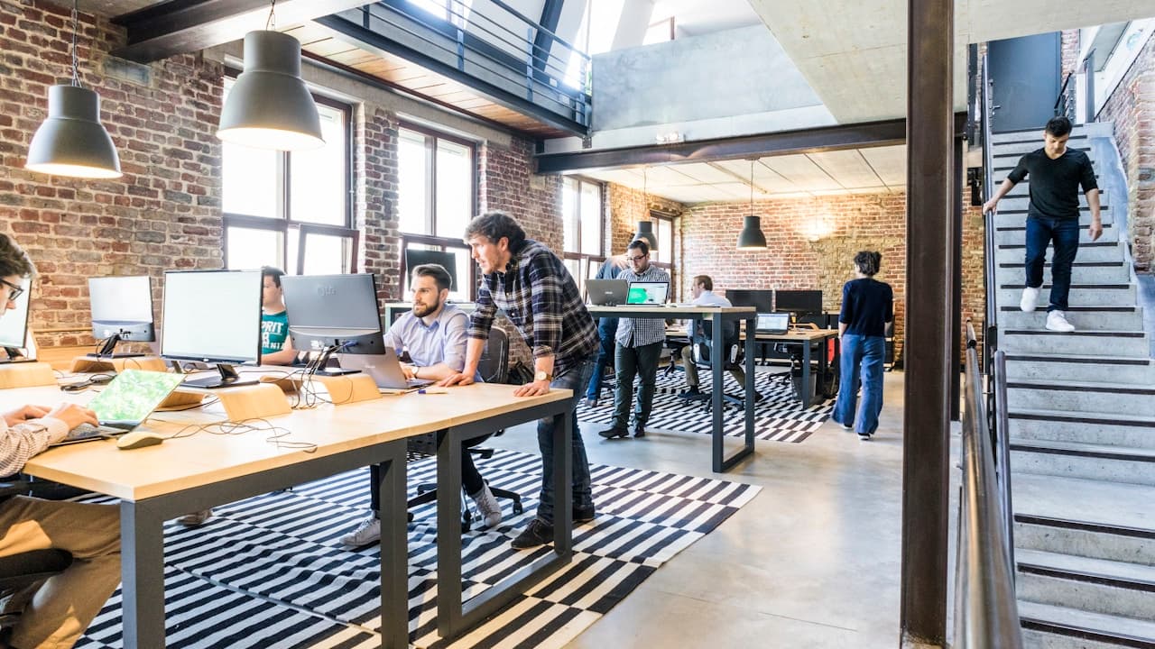 Marketing agency team working in an open-plan office