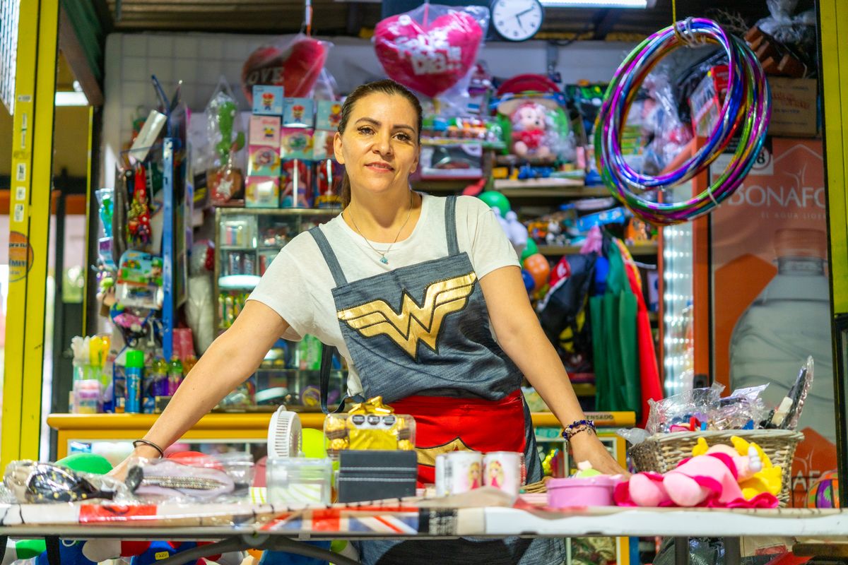 Seller working her market stall