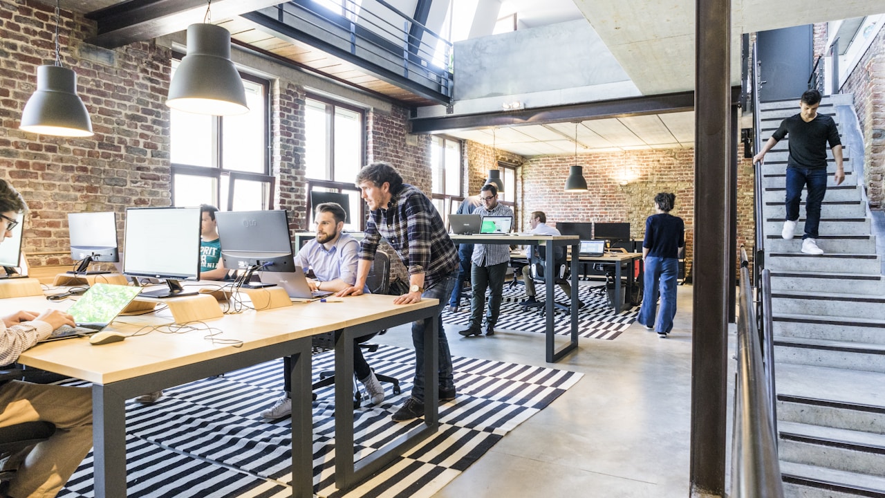 Marketing agency team working in an open-plan office